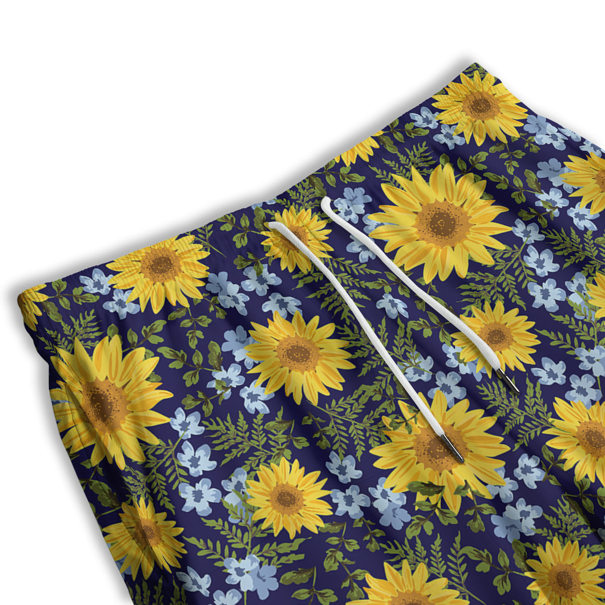 Yellow Sunflower Floral Print  Men's Athletic Shorts