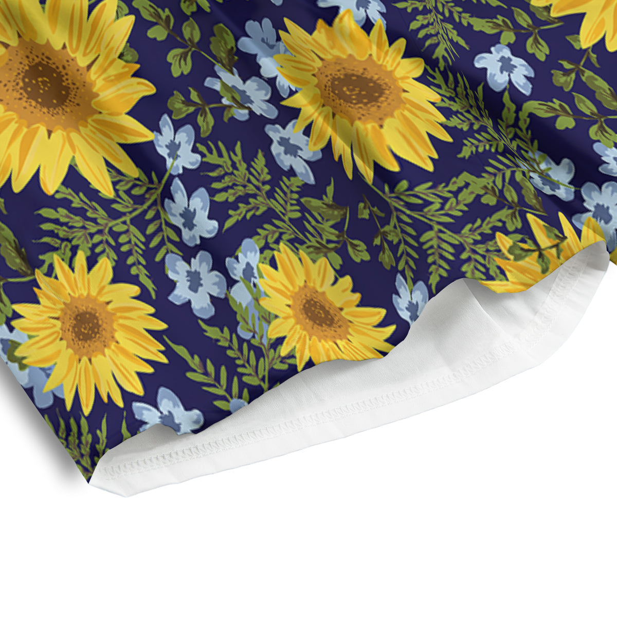 Yellow Sunflower Floral Print  Men's Athletic Shorts
