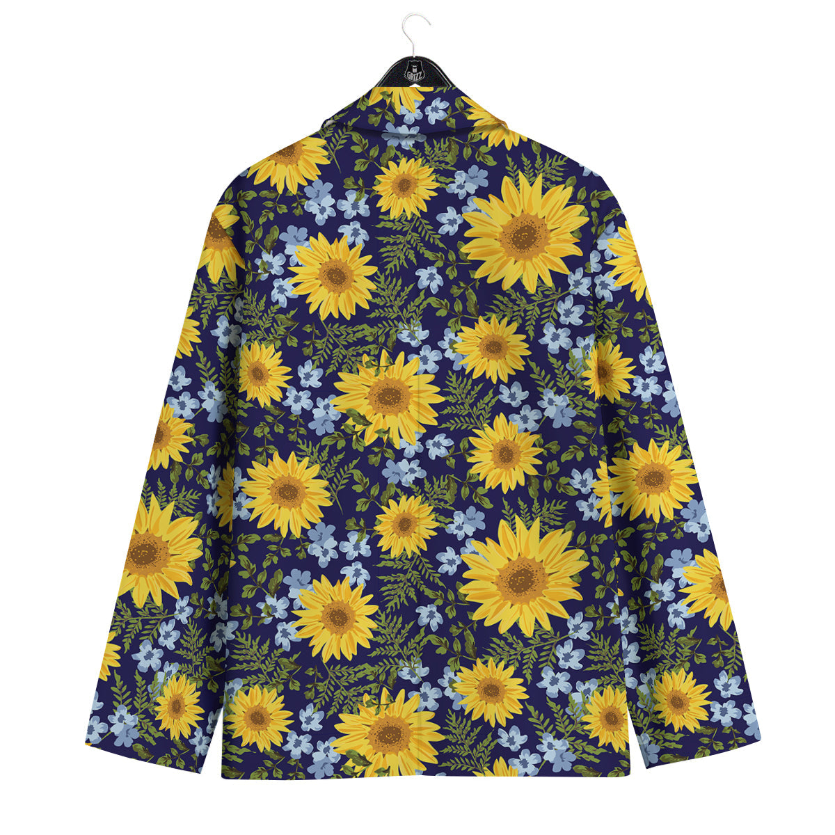Yellow Sunflower Floral Print Men's Sport Coat-grizzshop