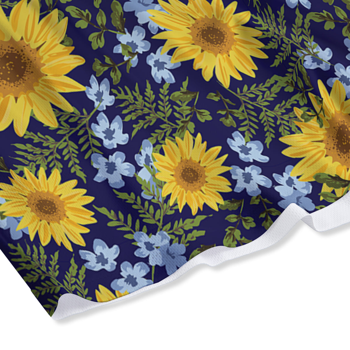 Yellow Sunflower Floral Print  Mesh Shorts