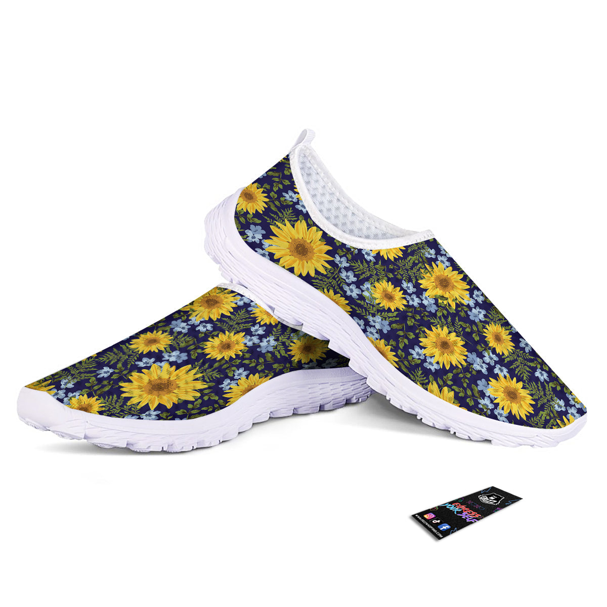 Yellow Sunflower Floral Print Nurse Shoes-grizzshop