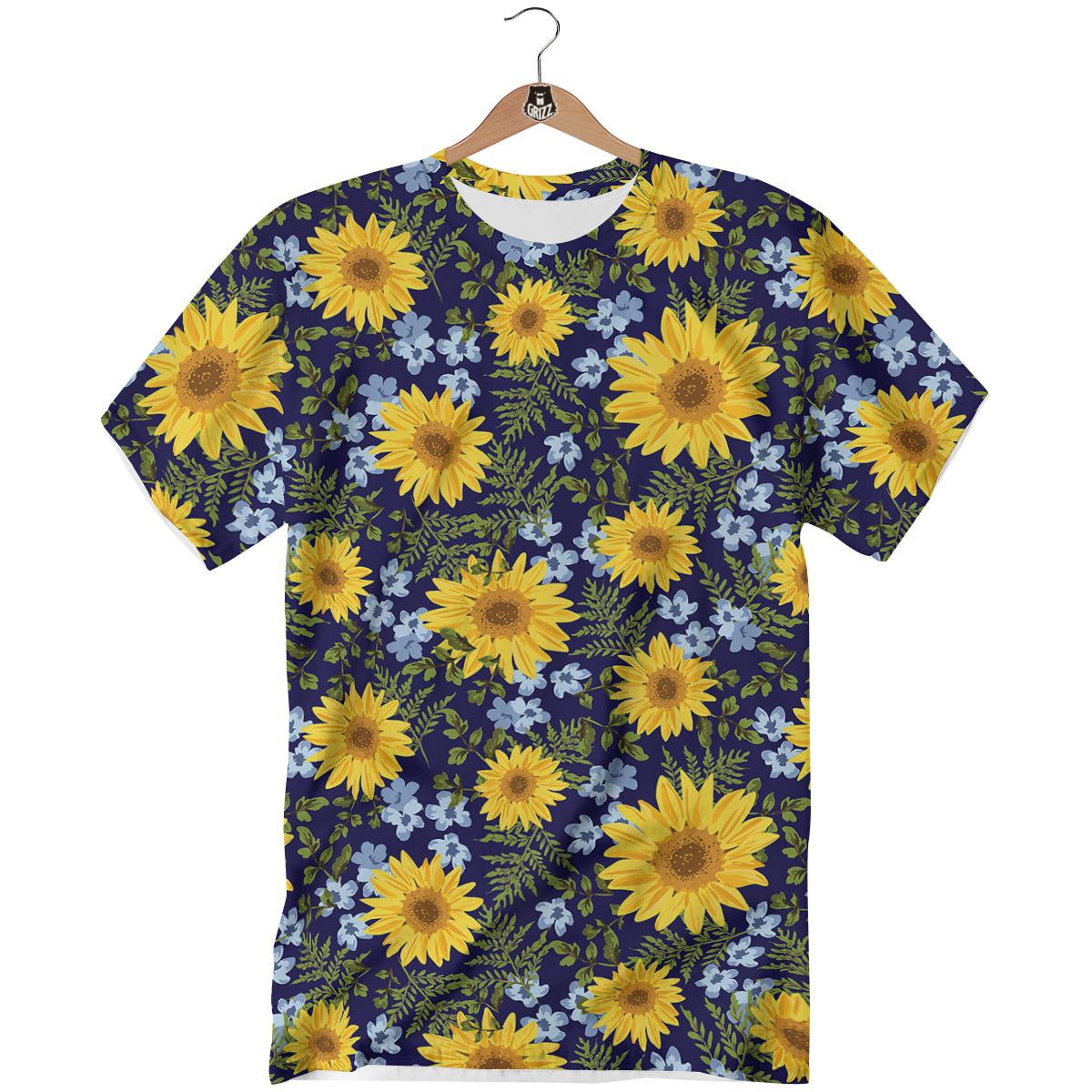 Yellow Sunflower Floral Print T-Shirt-grizzshop