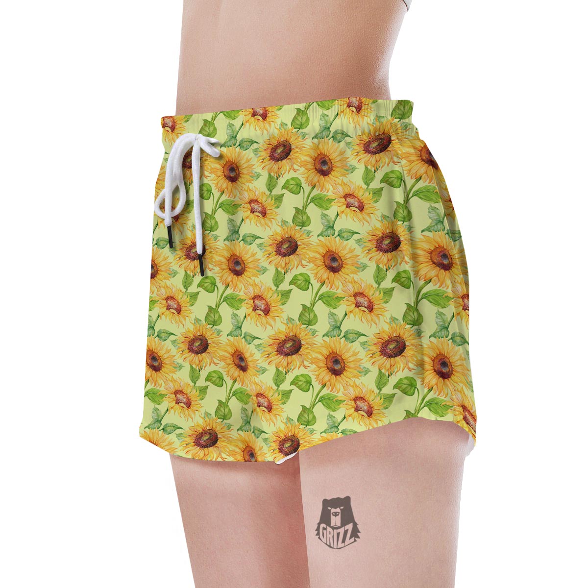 Yellow Sunflower Print Women's Shorts-grizzshop