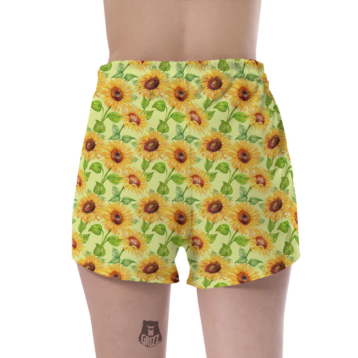 Yellow Sunflower Print Women's Shorts-grizzshop