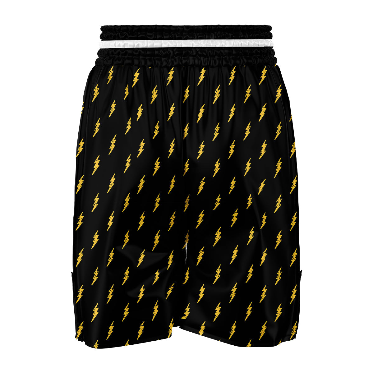 Yellow Thunder Black Print Pattern Boxing Shorts-grizzshop