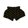 Yellow Thunder Black Print Pattern Muay Thai Boxing Shorts-grizzshop