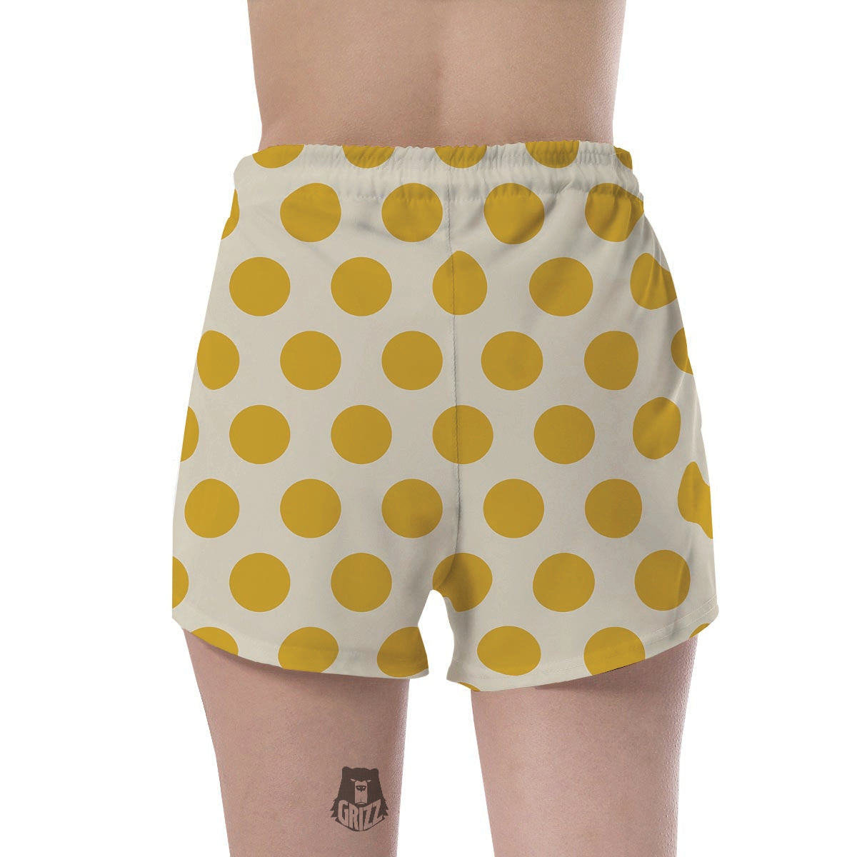 Yellow White Polka Dot Women's Shorts-grizzshop