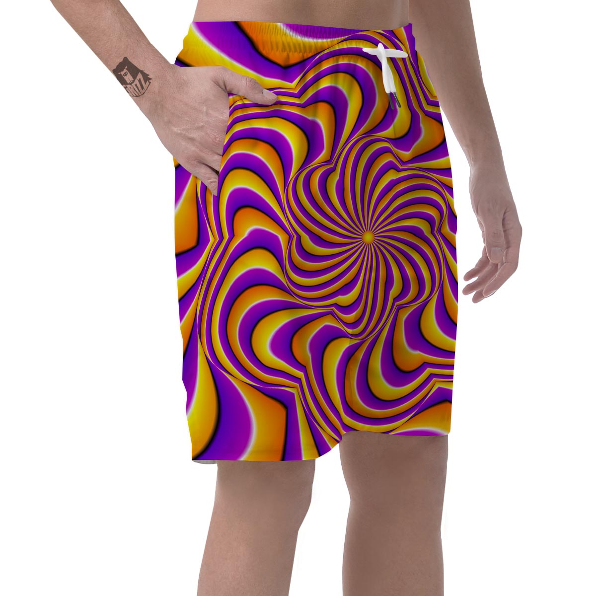 Yellow and purple spin illusion. Men's Shorts-grizzshop