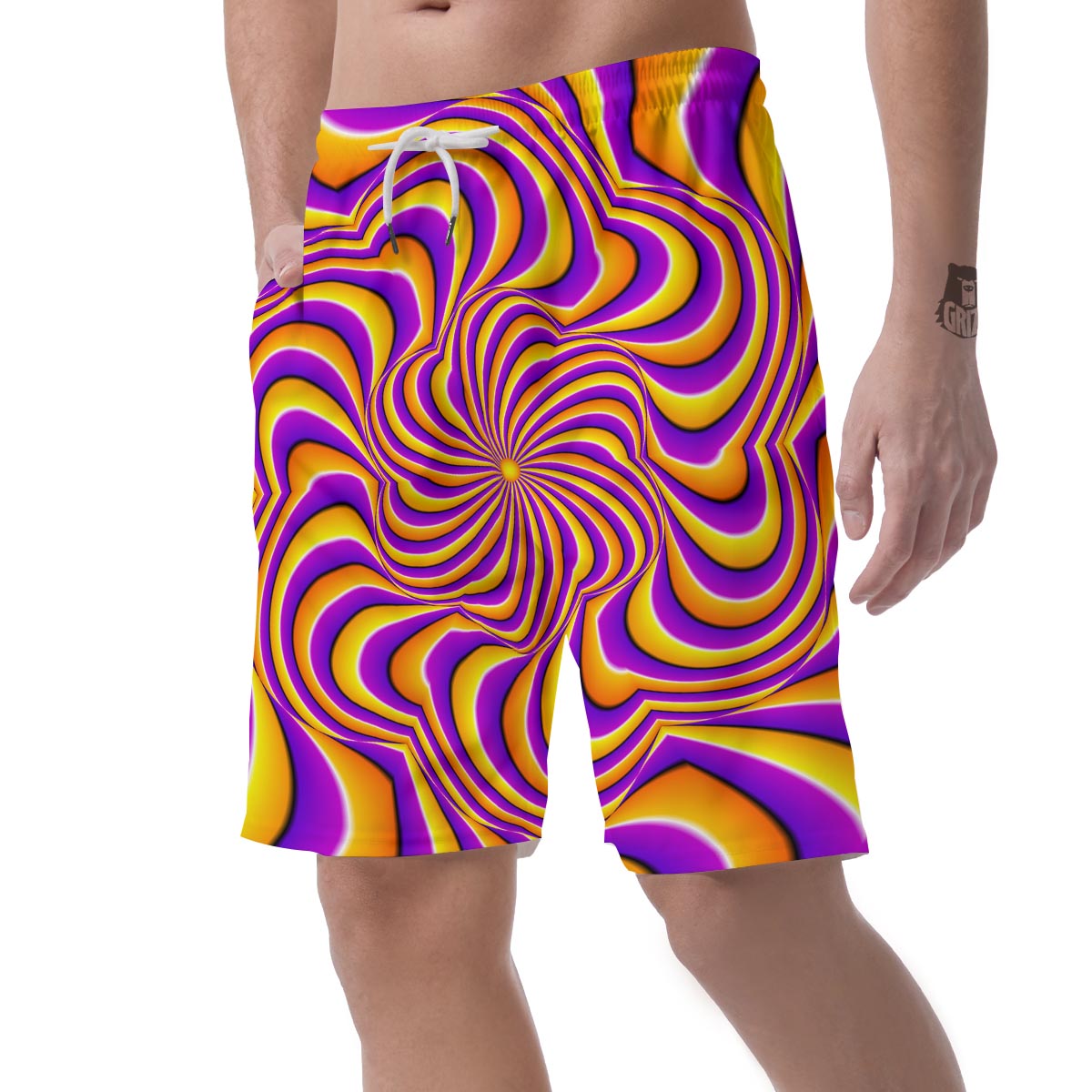 Yellow and purple spin illusion. Men's Shorts-grizzshop