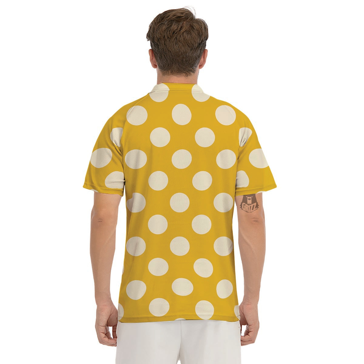 Yellow Polka Dot Men's Golf Shirts-grizzshop