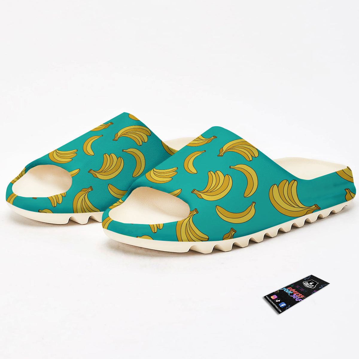 Yellow Banana Print Pattern Sandals-grizzshop