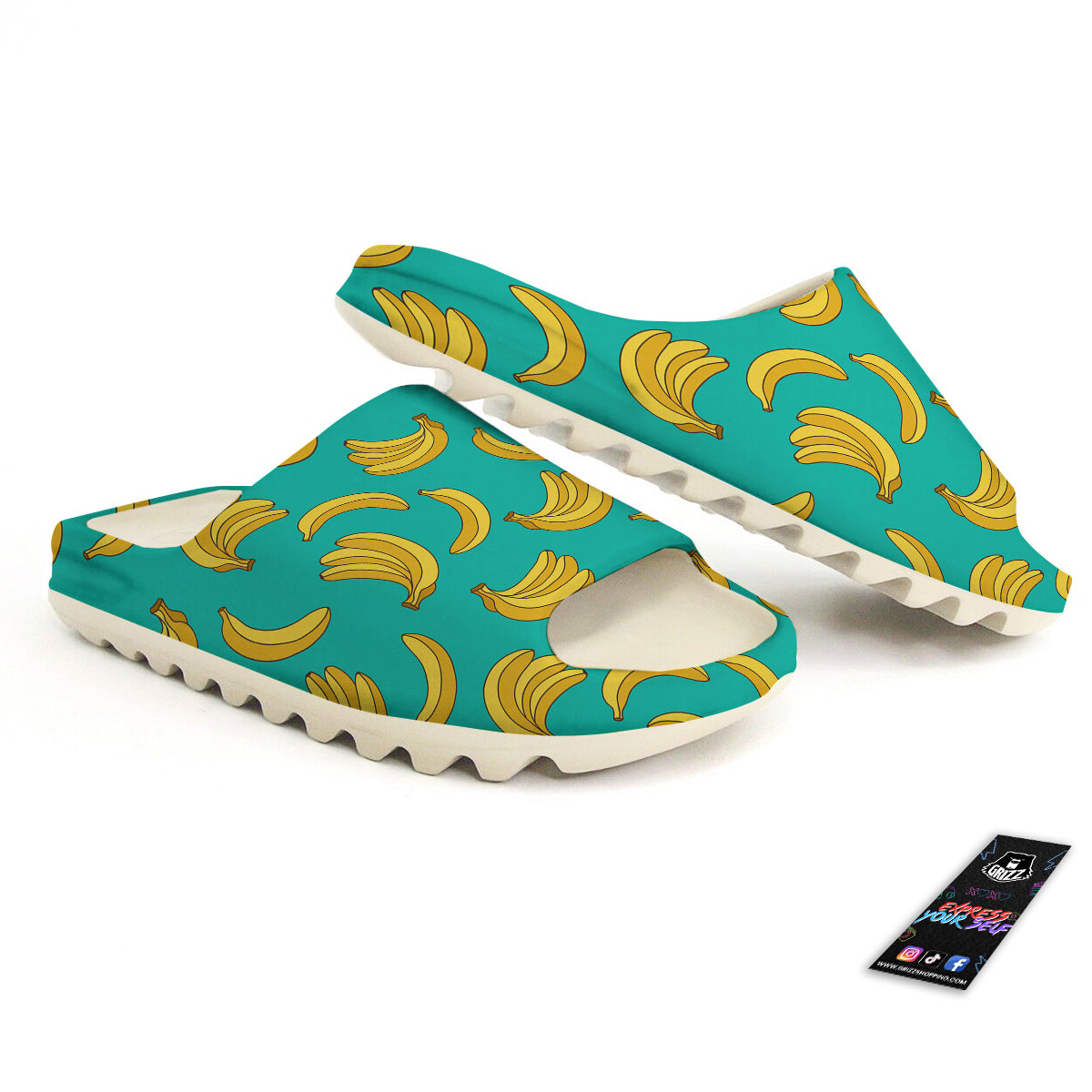 Yellow Banana Print Pattern Sandals-grizzshop