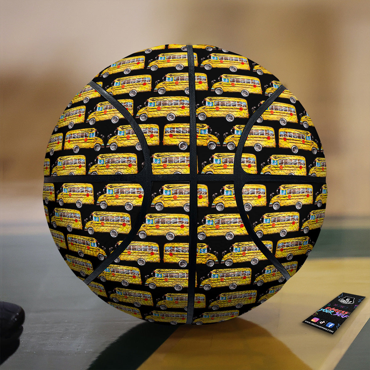 Yellow Bus Print Pattern Basketball