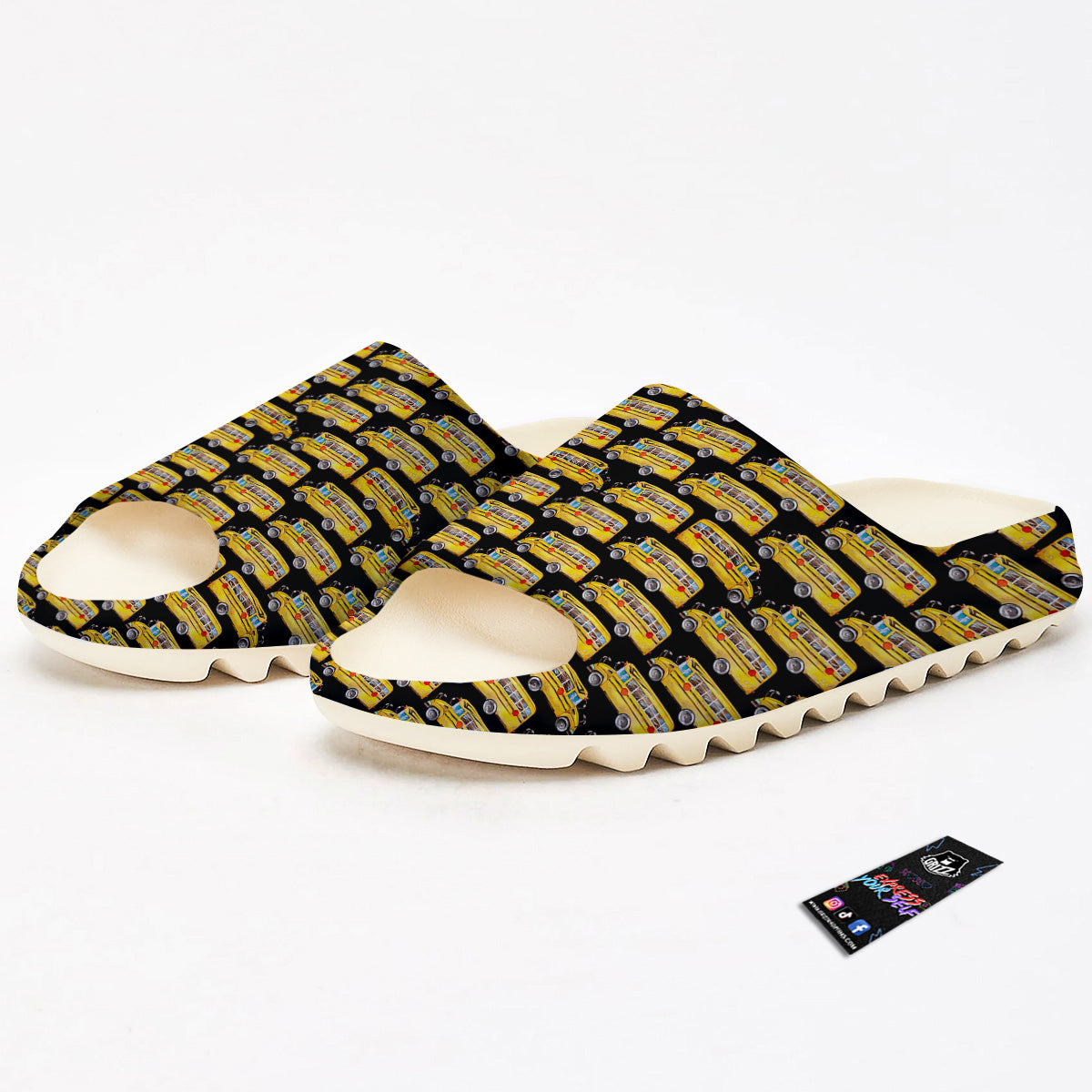 Yellow Bus Print Pattern Sandals