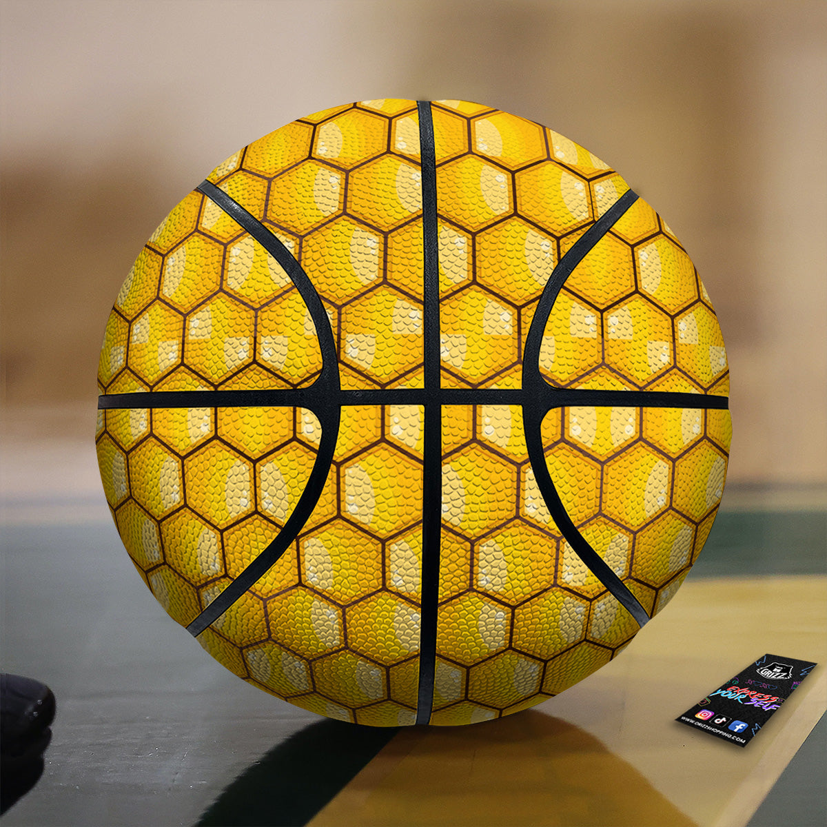 Yellow Honeycomb Print Pattern Basketball