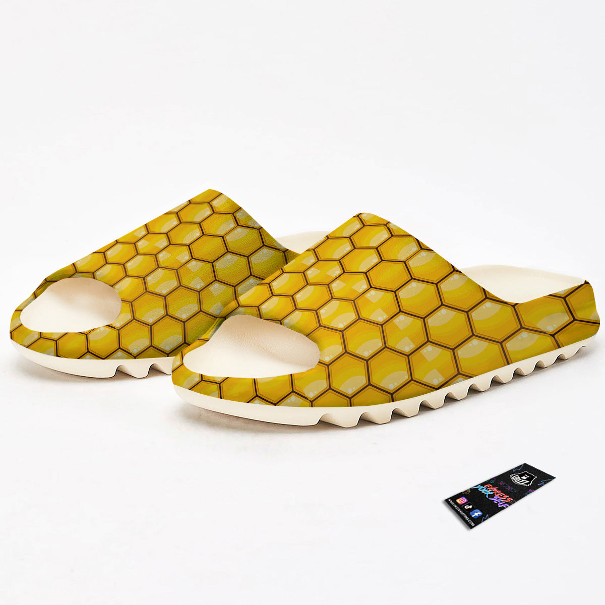 Yellow Honeycomb Print Pattern Sandals