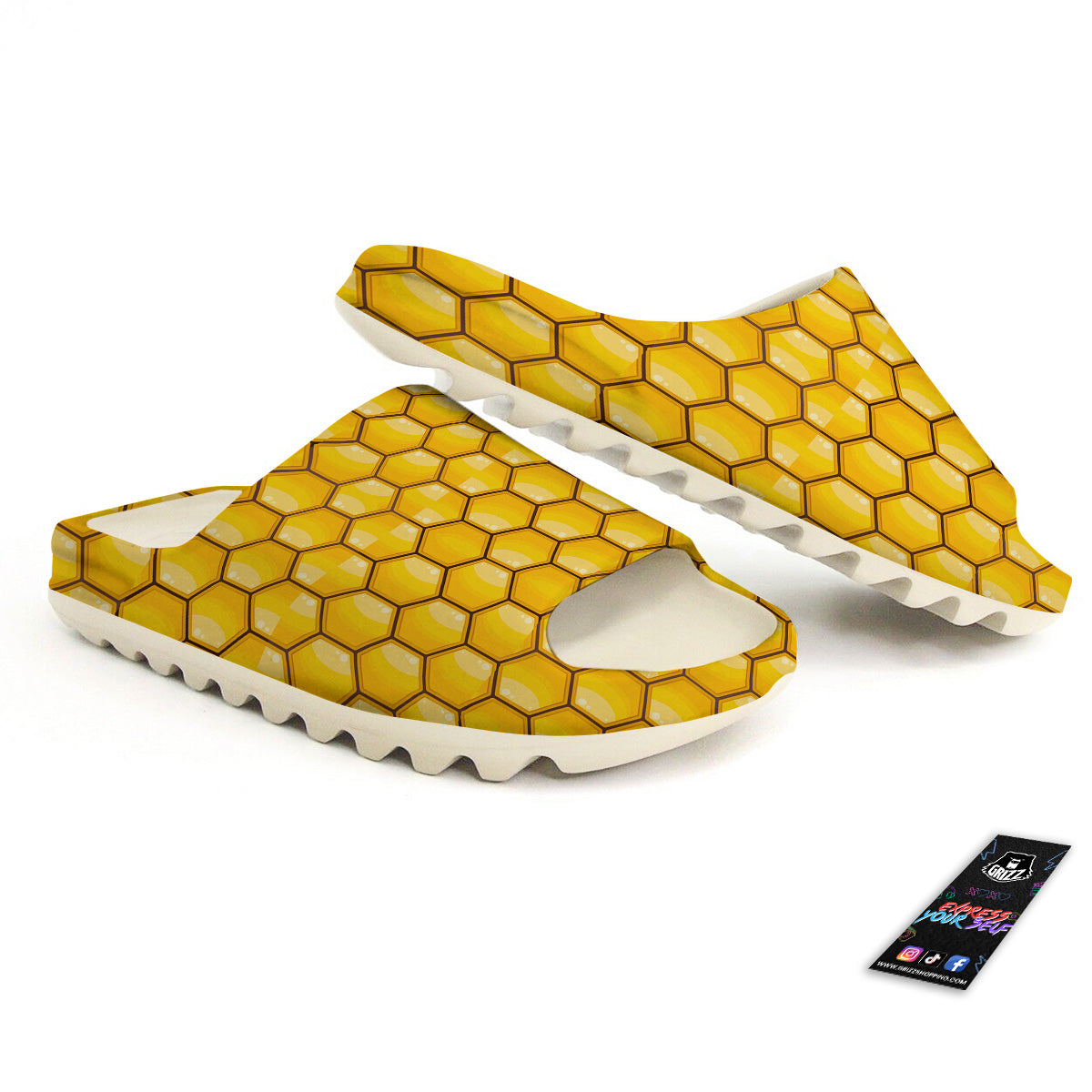 Yellow Honeycomb Print Pattern Sandals