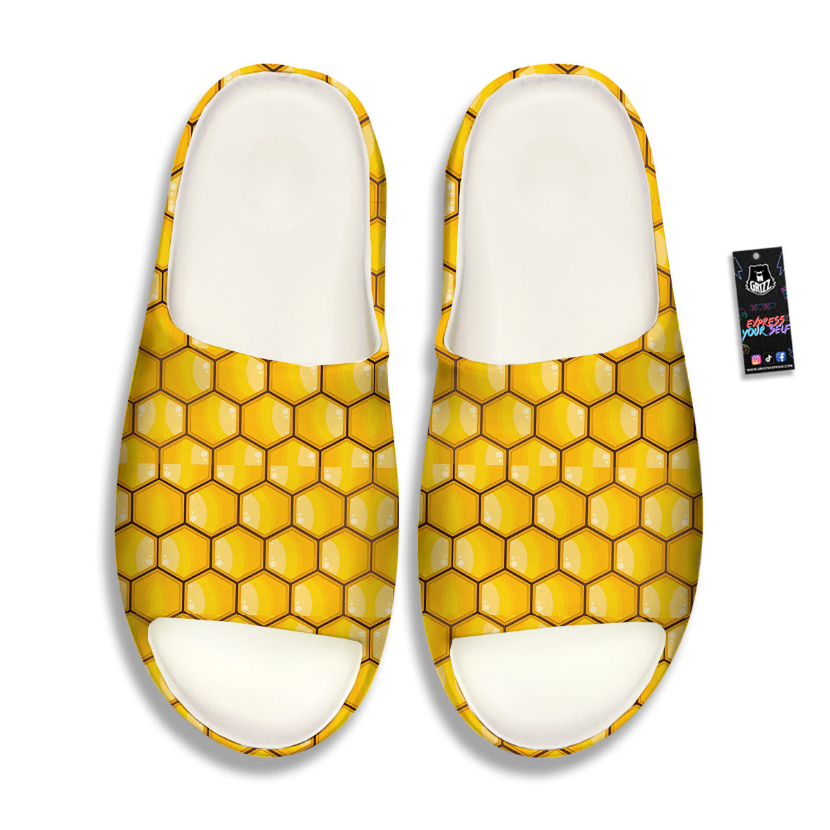 Yellow Honeycomb Print Pattern Sandals
