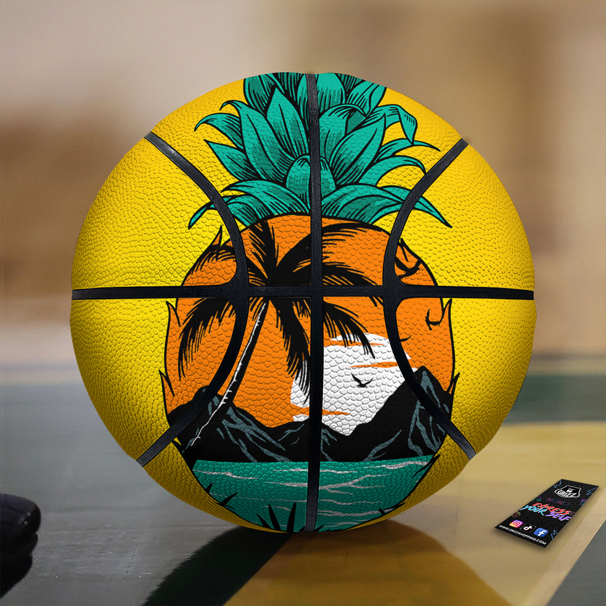 Yellow Pineapple Aloha Tropical Island Print Basketball
