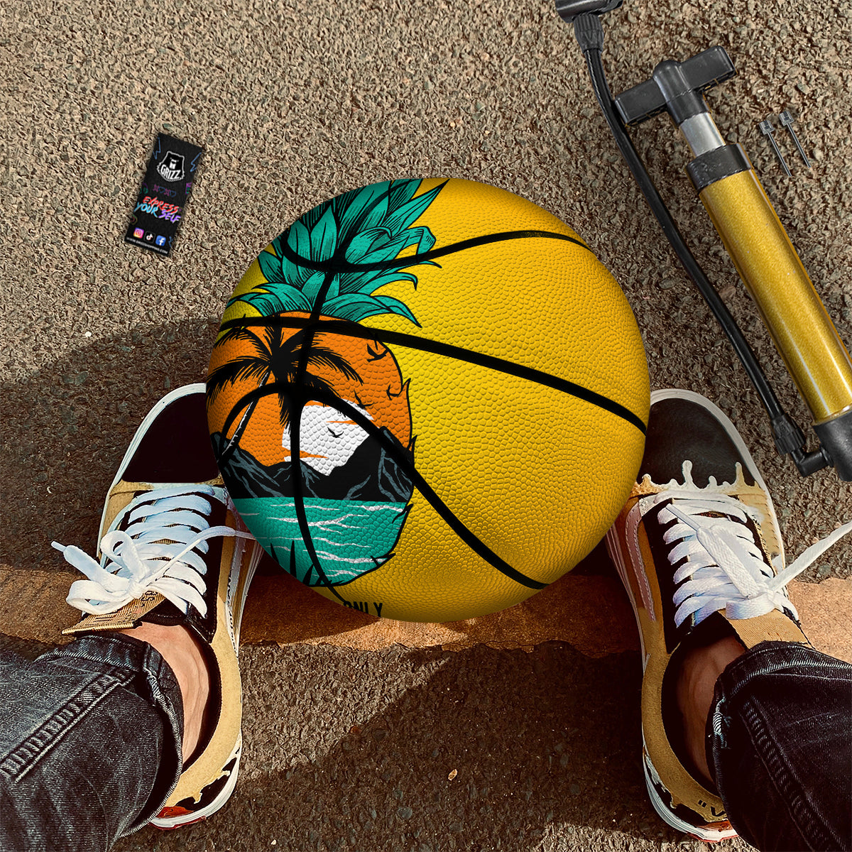 Yellow Pineapple Aloha Tropical Island Print Basketball