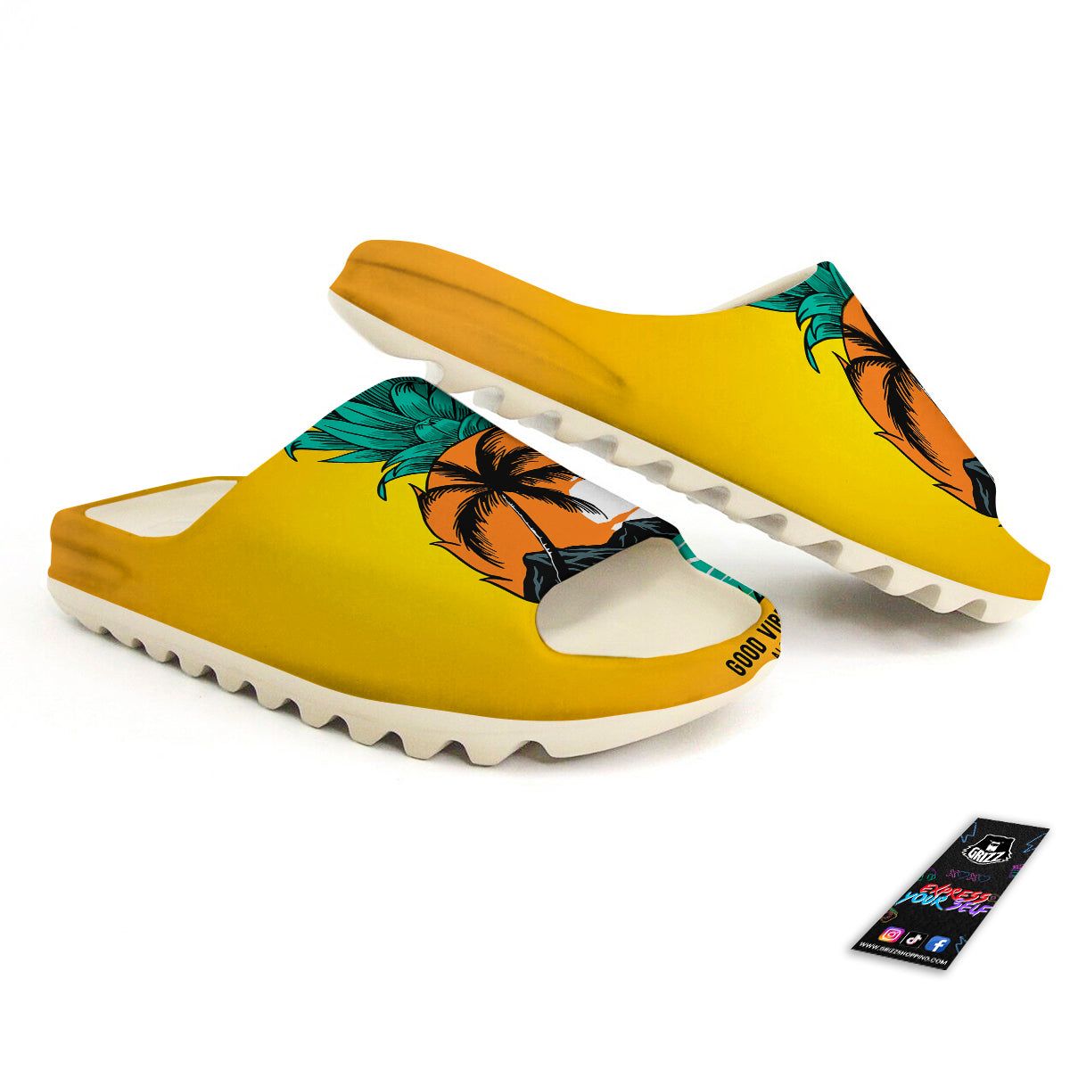 Yellow Pineapple Aloha Tropical Island Print Sandals-grizzshop