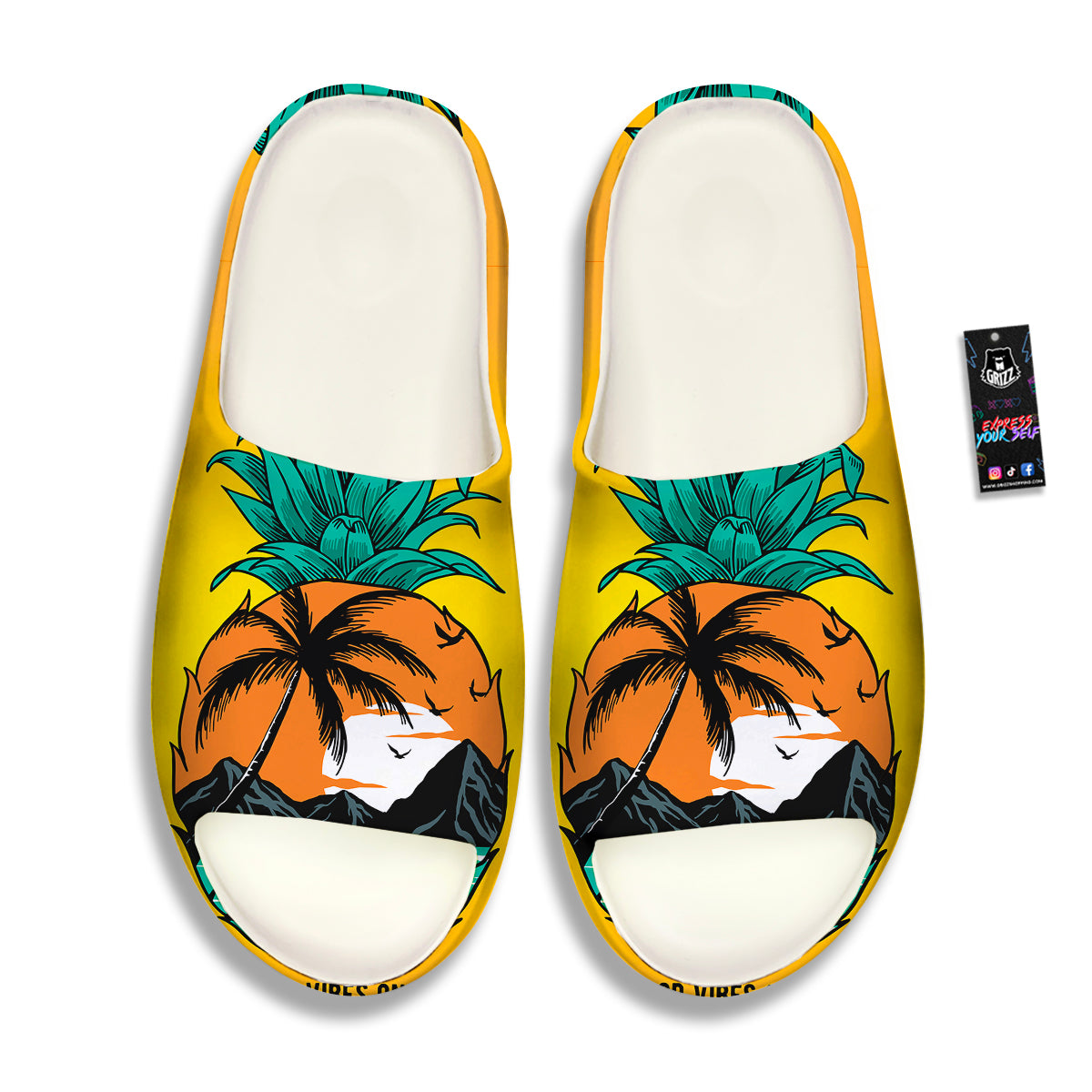Yellow Pineapple Aloha Tropical Island Print Sandals-grizzshop
