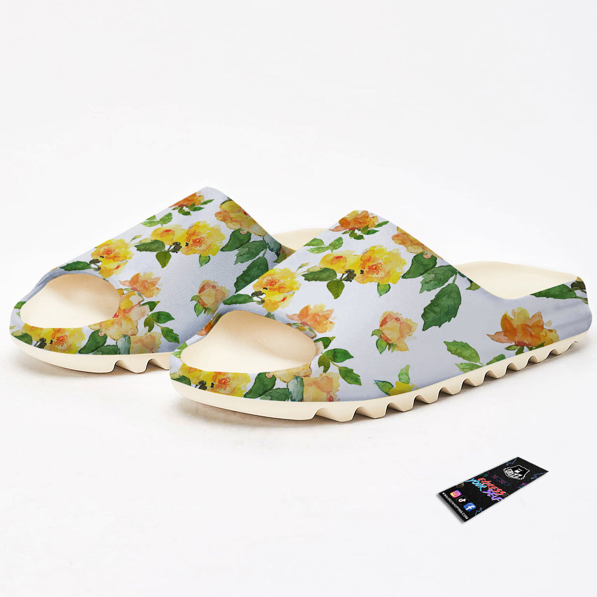 Yellow Rose Watercolor Print Pattern Sandals-grizzshop