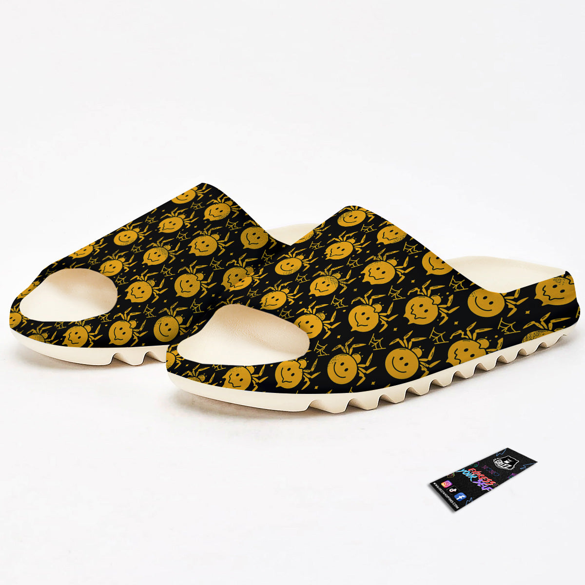 Yellow Spider Psychedelic Melt Print Pattern Sandals-grizzshop