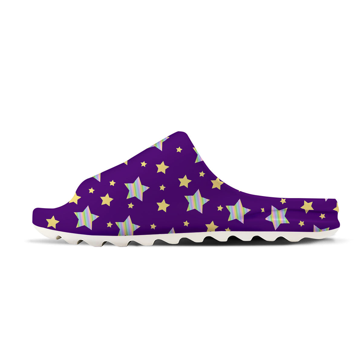 Yellow Stars Purple Print Pattern Sandals-grizzshop