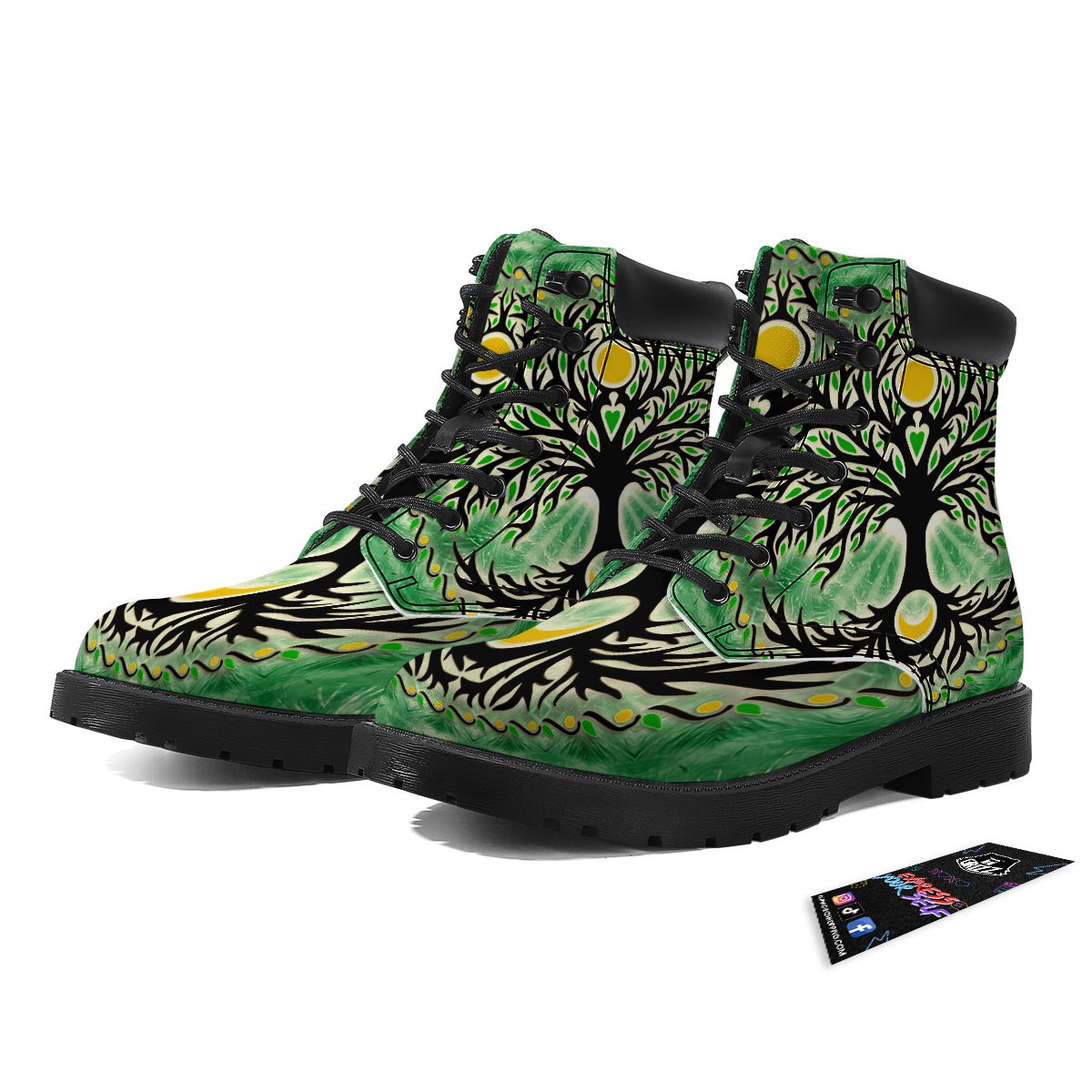 Yggdrasil Moon And Sun Print Boots-grizzshop