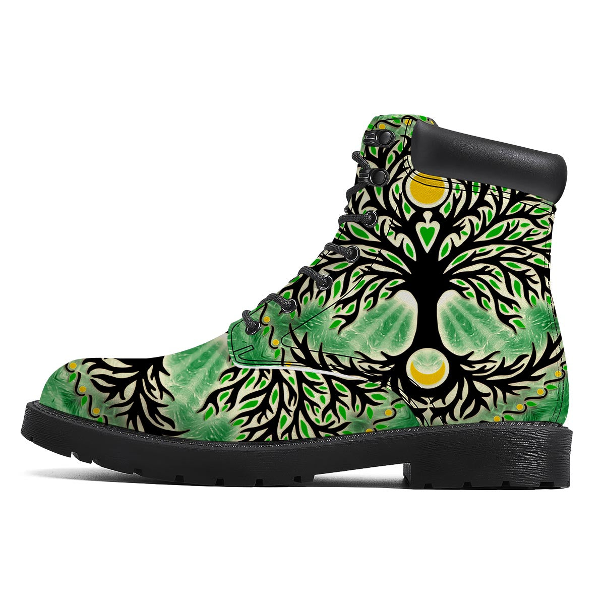 Yggdrasil Moon And Sun Print Boots-grizzshop