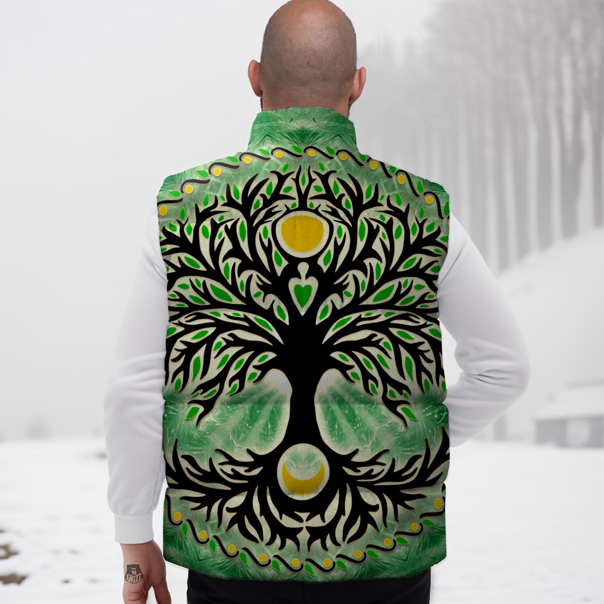 Yggdrasil Moon And Sun Print Down Vest