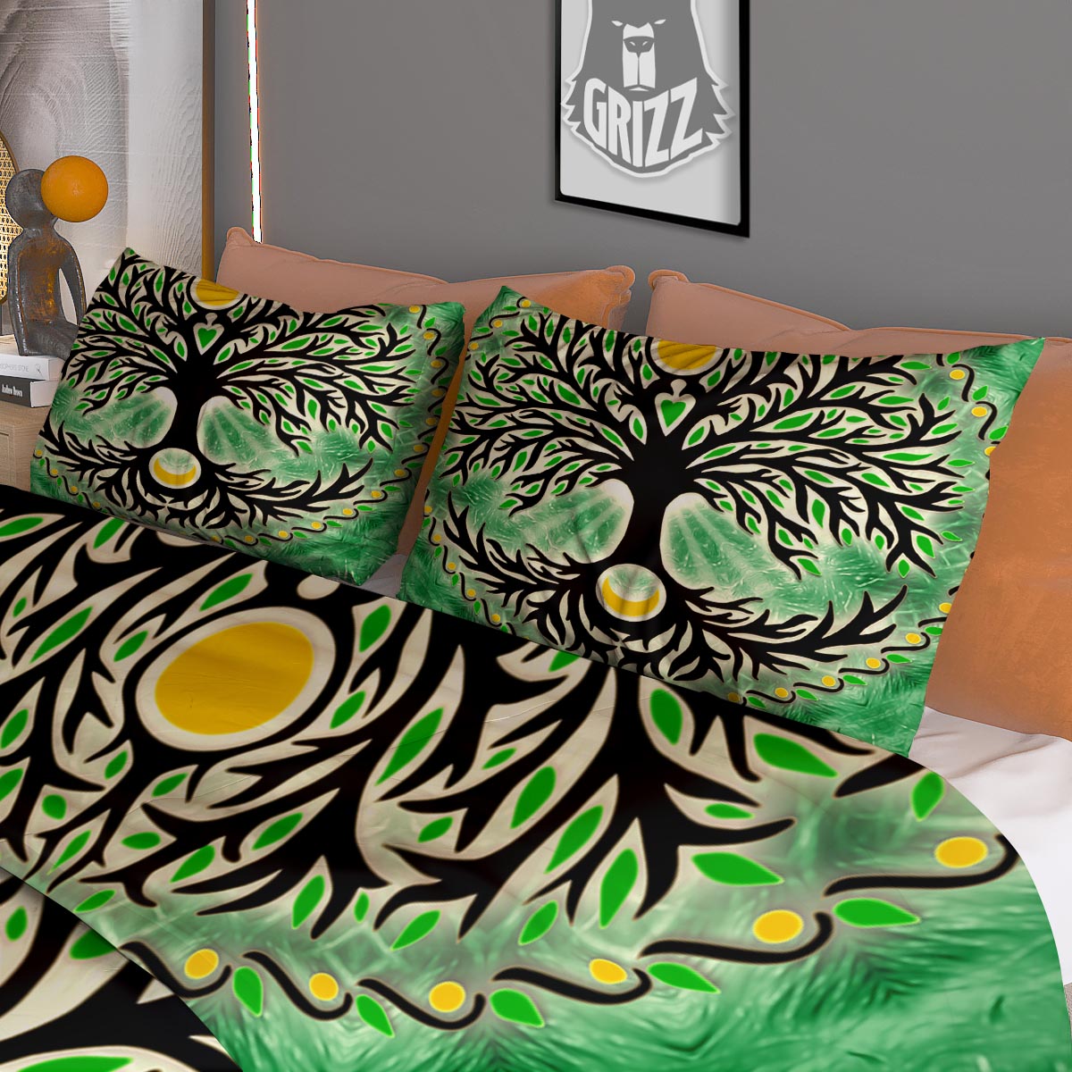 Yggdrasil Moon And Sun Print Duvet Cover Bedding Set