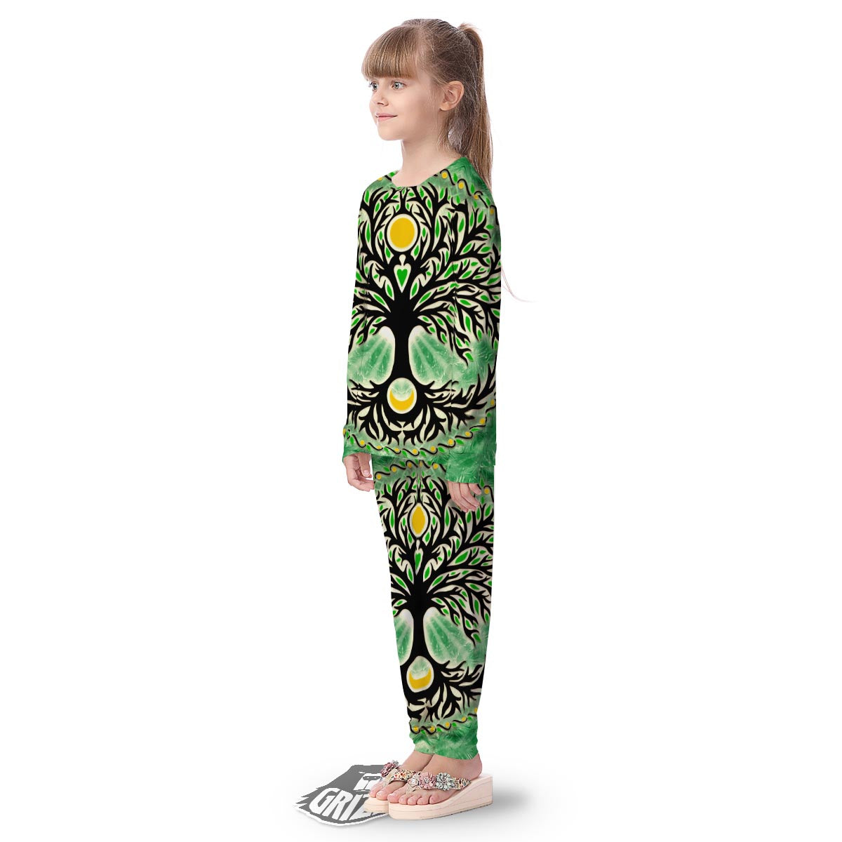 Yggdrasil Moon And Sun Print Kid's Pajamas-grizzshop