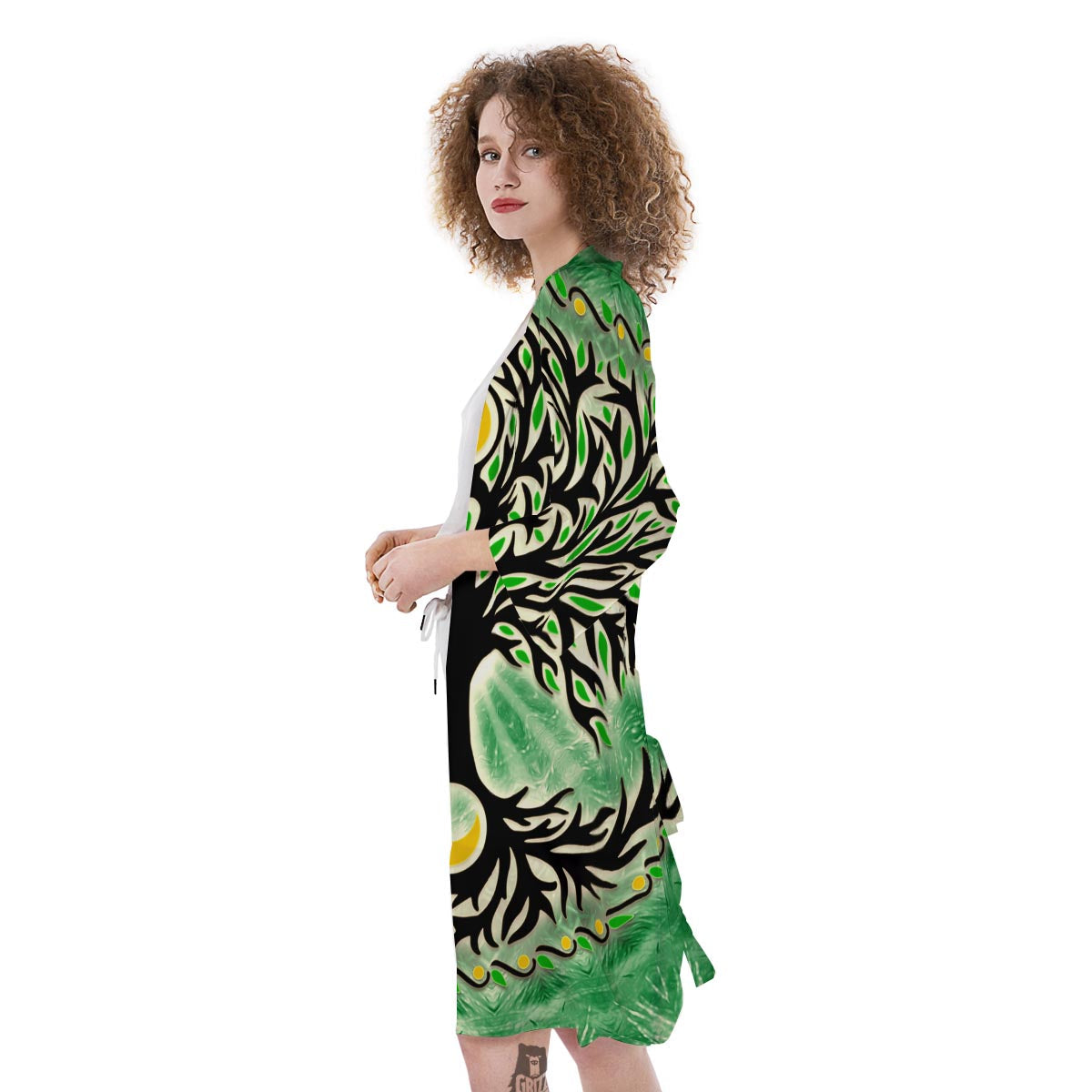 Yggdrasil Moon And Sun Print Kimono-grizzshop