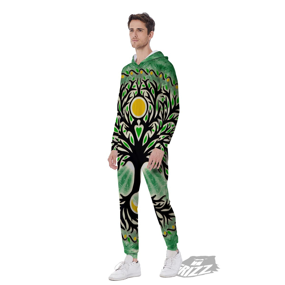 Yggdrasil Moon And Sun Print Men's Jumpsuit-grizzshop