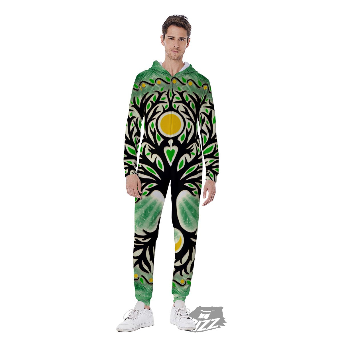 Yggdrasil Moon And Sun Print Men's Jumpsuit-grizzshop