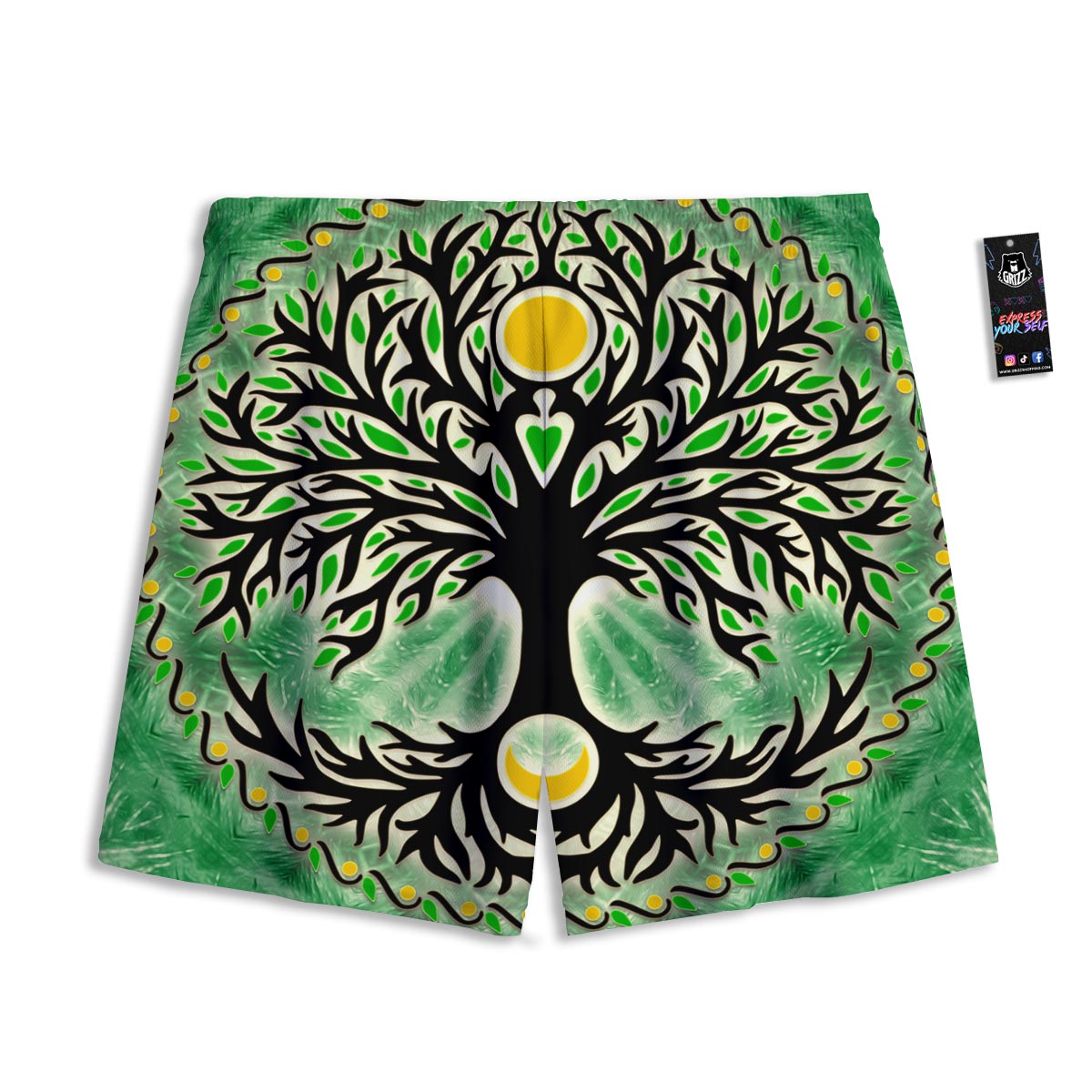 Yggdrasil Moon And Sun Print Mesh Shorts