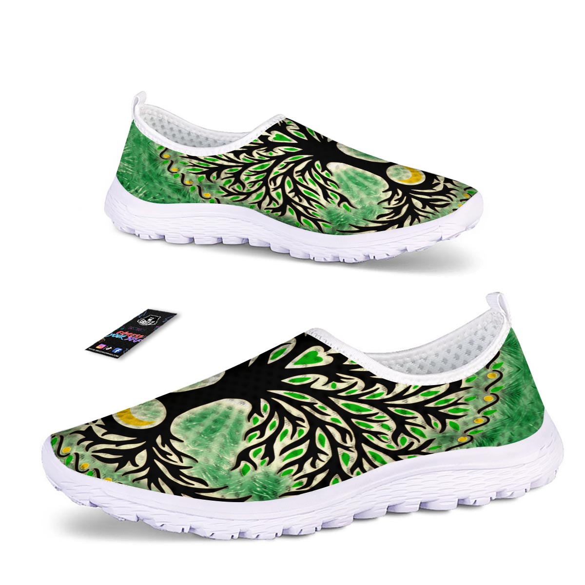Yggdrasil Moon And Sun Print Nurse Shoes-grizzshop