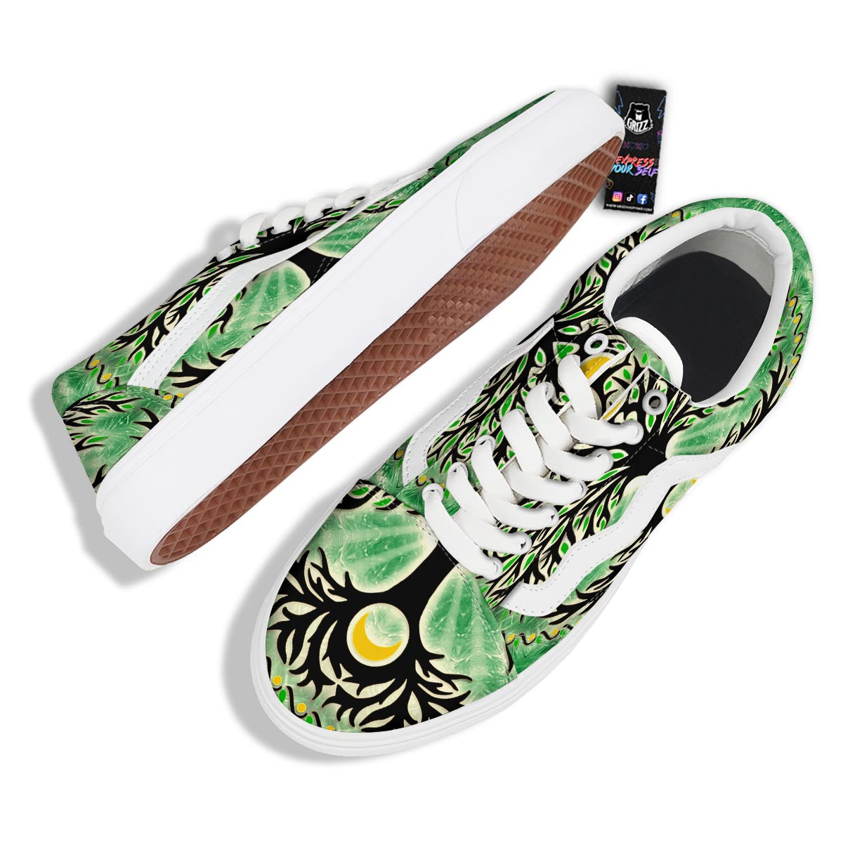 Yggdrasil Moon And Sun Print Skate Shoes-grizzshop