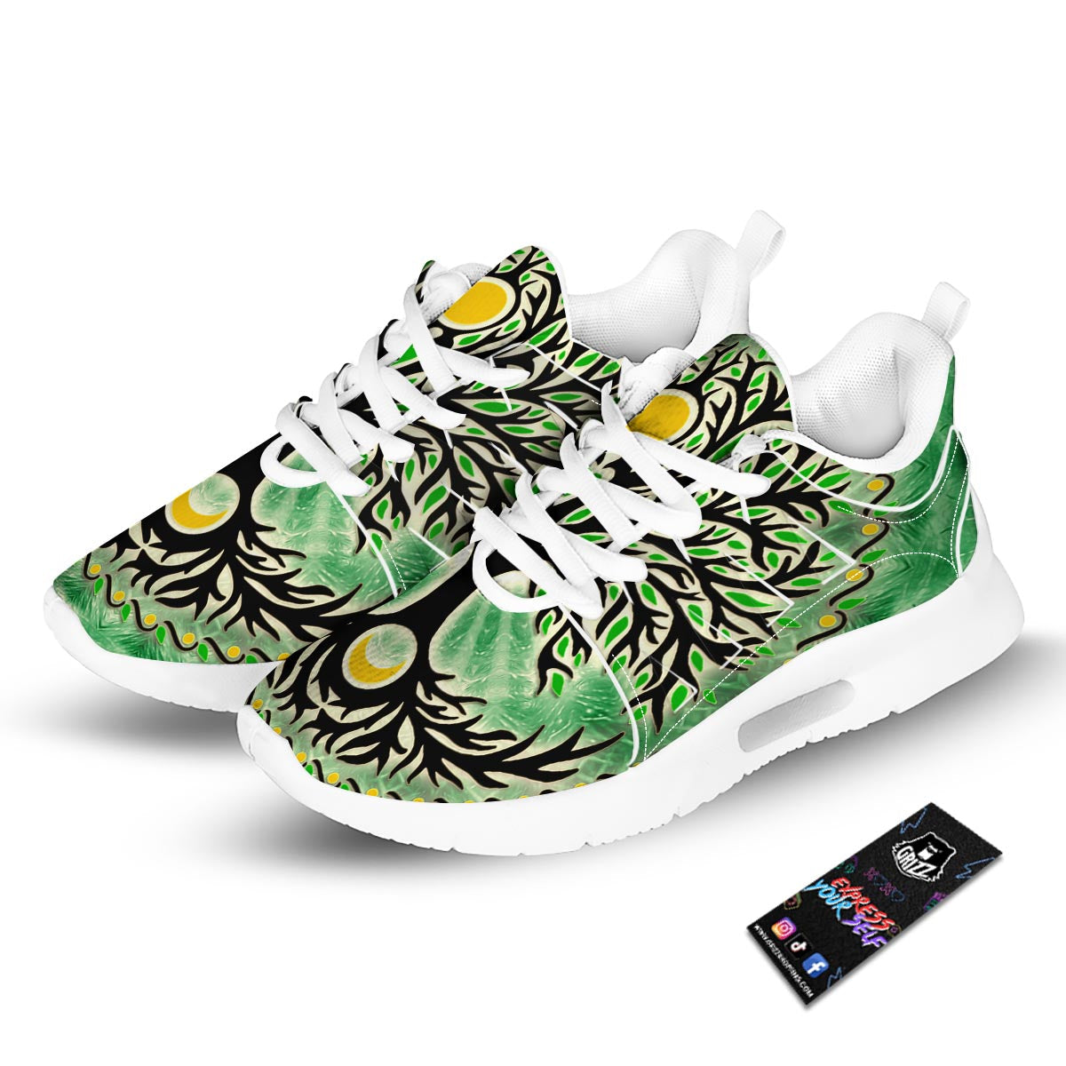 Yggdrasil Moon And Sun Print Tennis Shoes-grizzshop