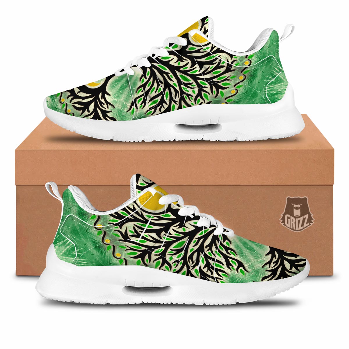 Yggdrasil Moon And Sun Print Tennis Shoes-grizzshop