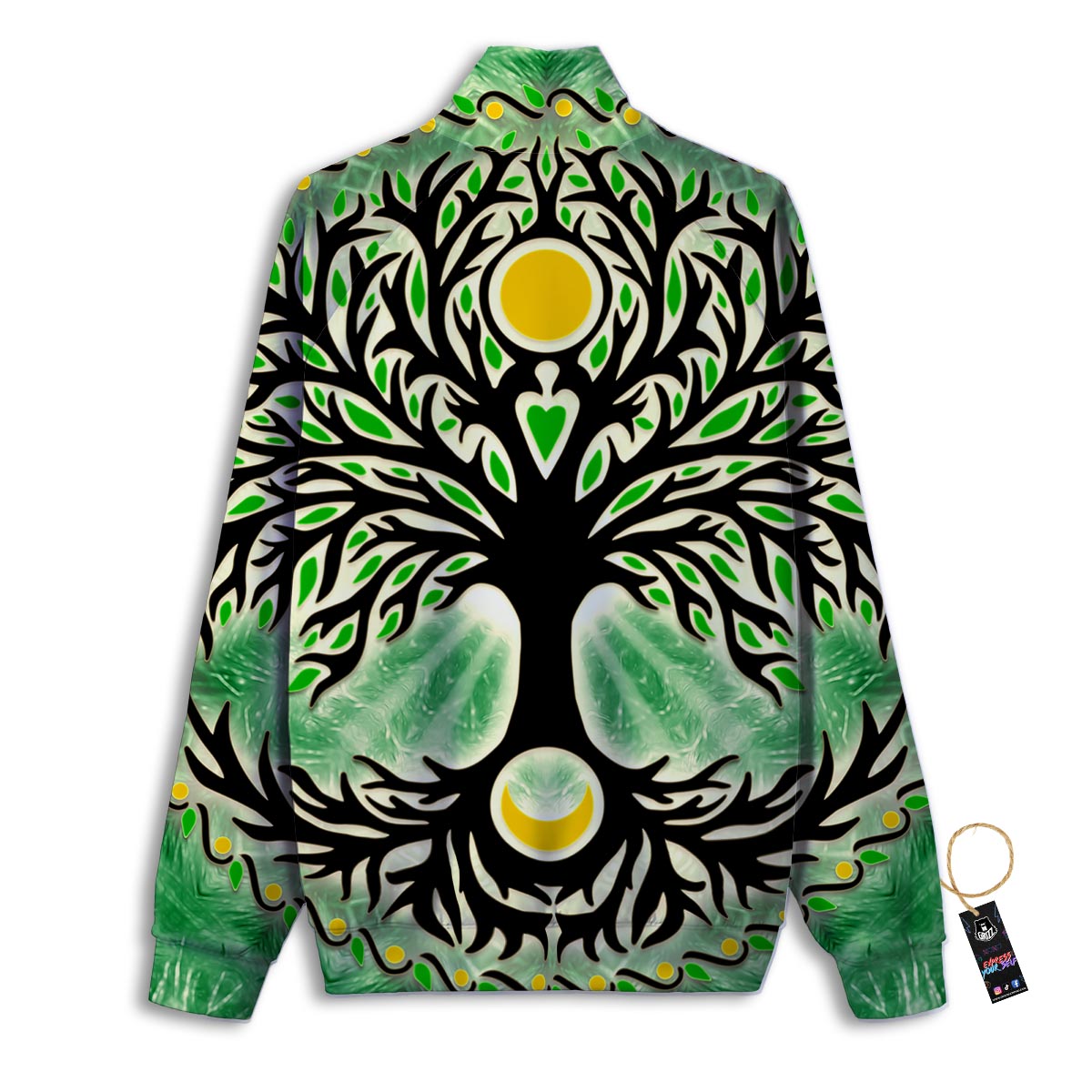 Yggdrasil Moon And Sun Print Track Jacket-grizzshop