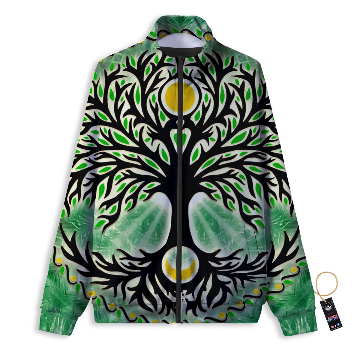 Yggdrasil Moon And Sun Print Track Jacket-grizzshop