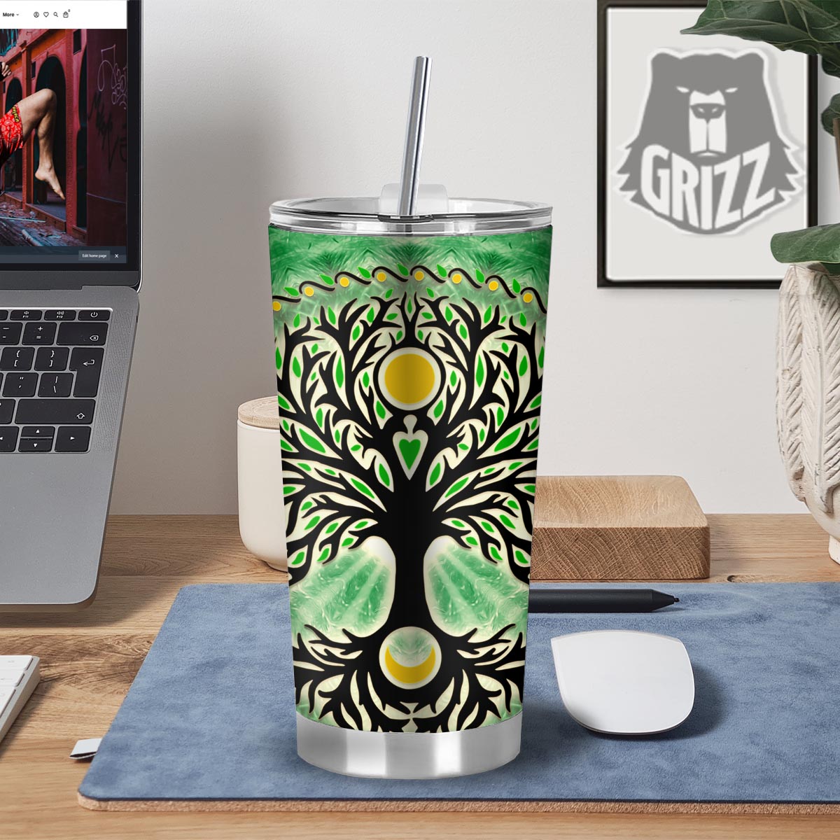 Yggdrasil Moon And Sun Print Tumbler-grizzshop