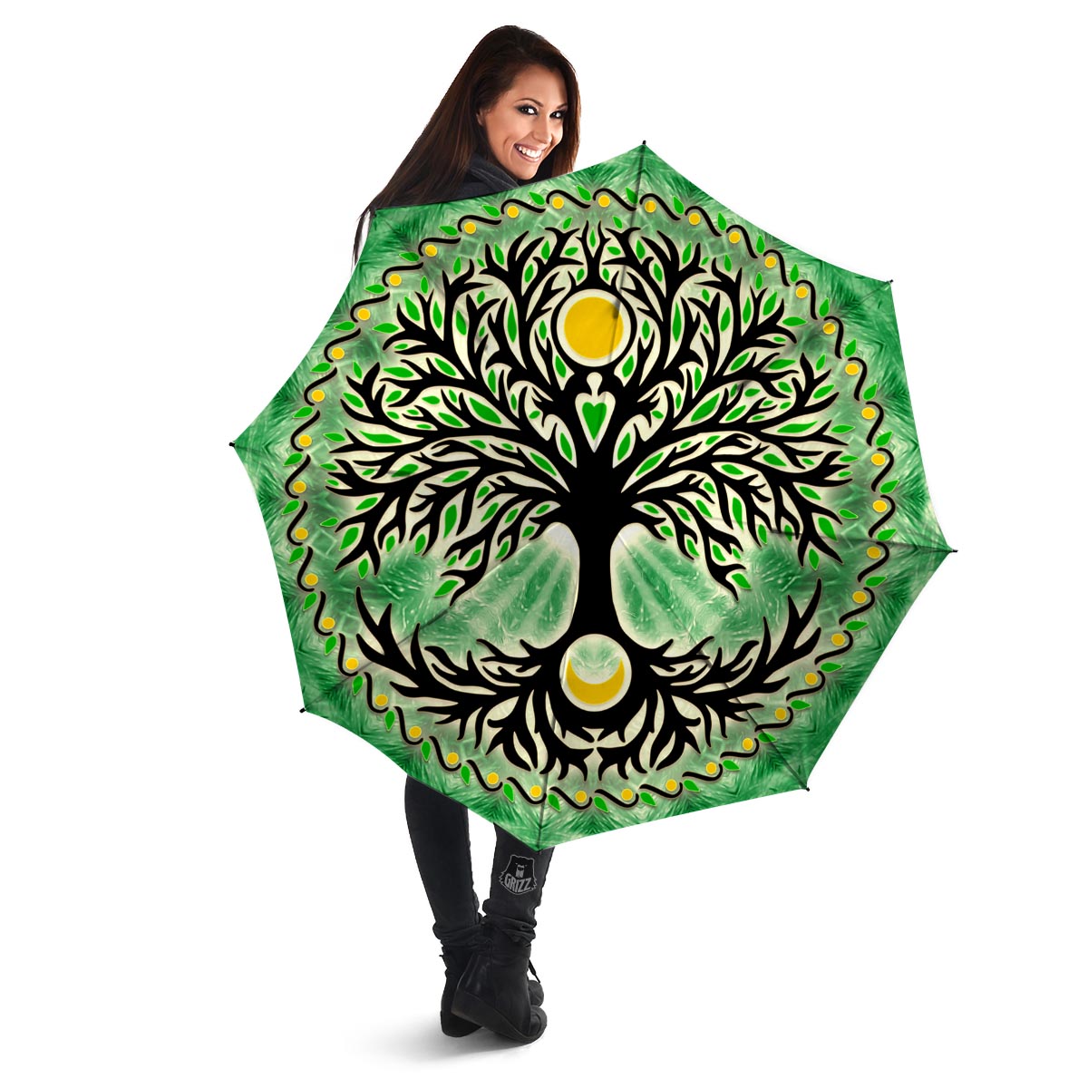 Yggdrasil Moon And Sun Print Umbrella-grizzshop