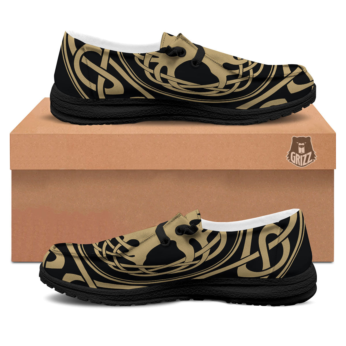 Yggdrasil Scandinavian Print Black Loafers-grizzshop