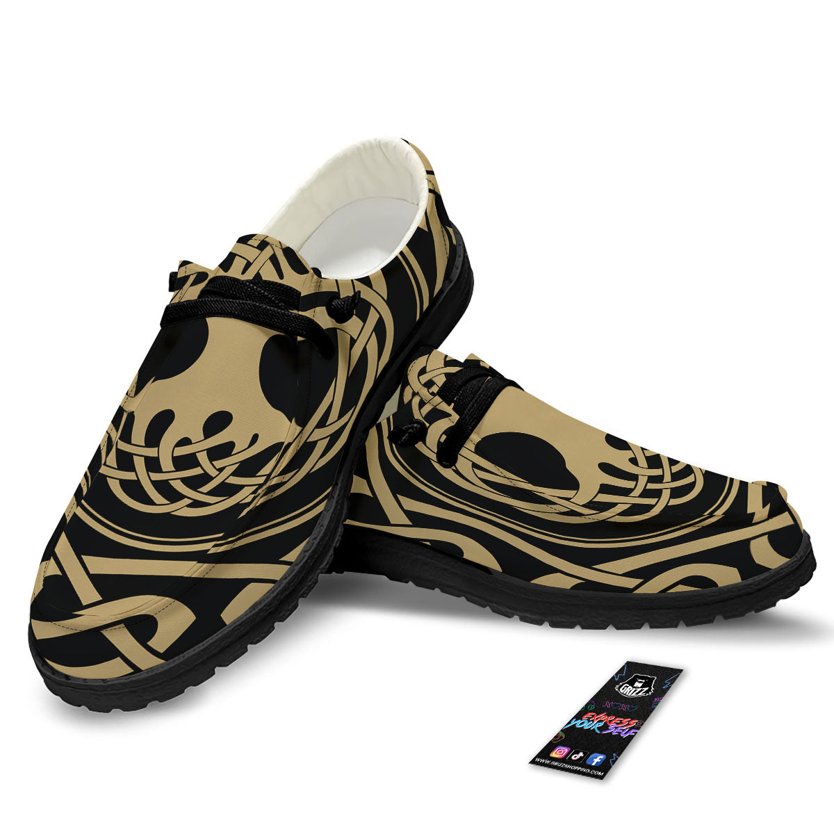 Yggdrasil Scandinavian Print Black Loafers-grizzshop