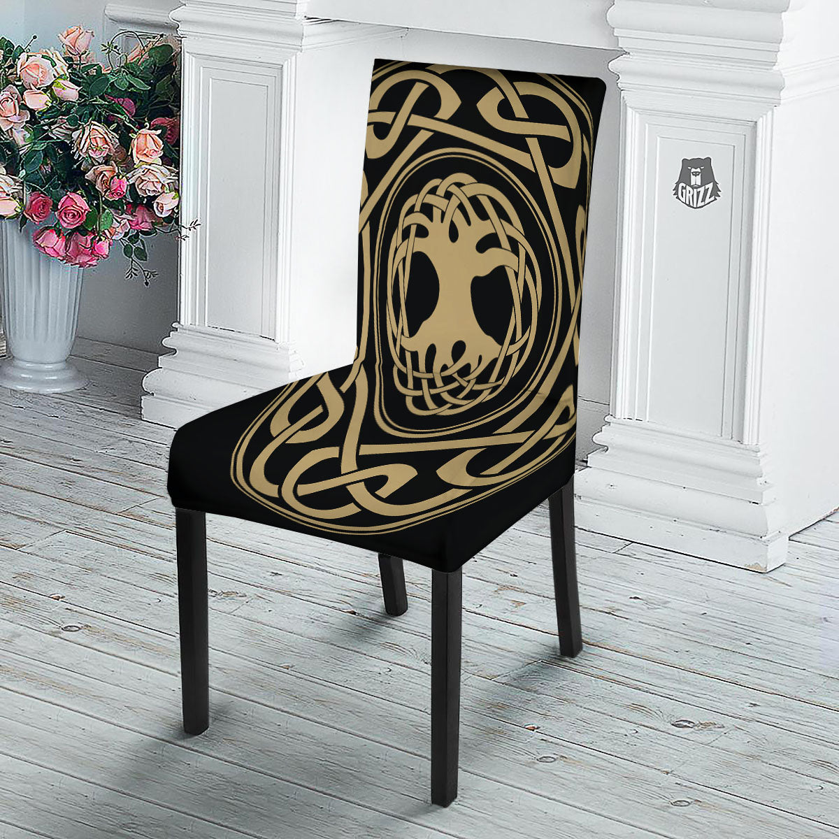 Yggdrasil Scandinavian Print Dining Chair Slipcover-grizzshop
