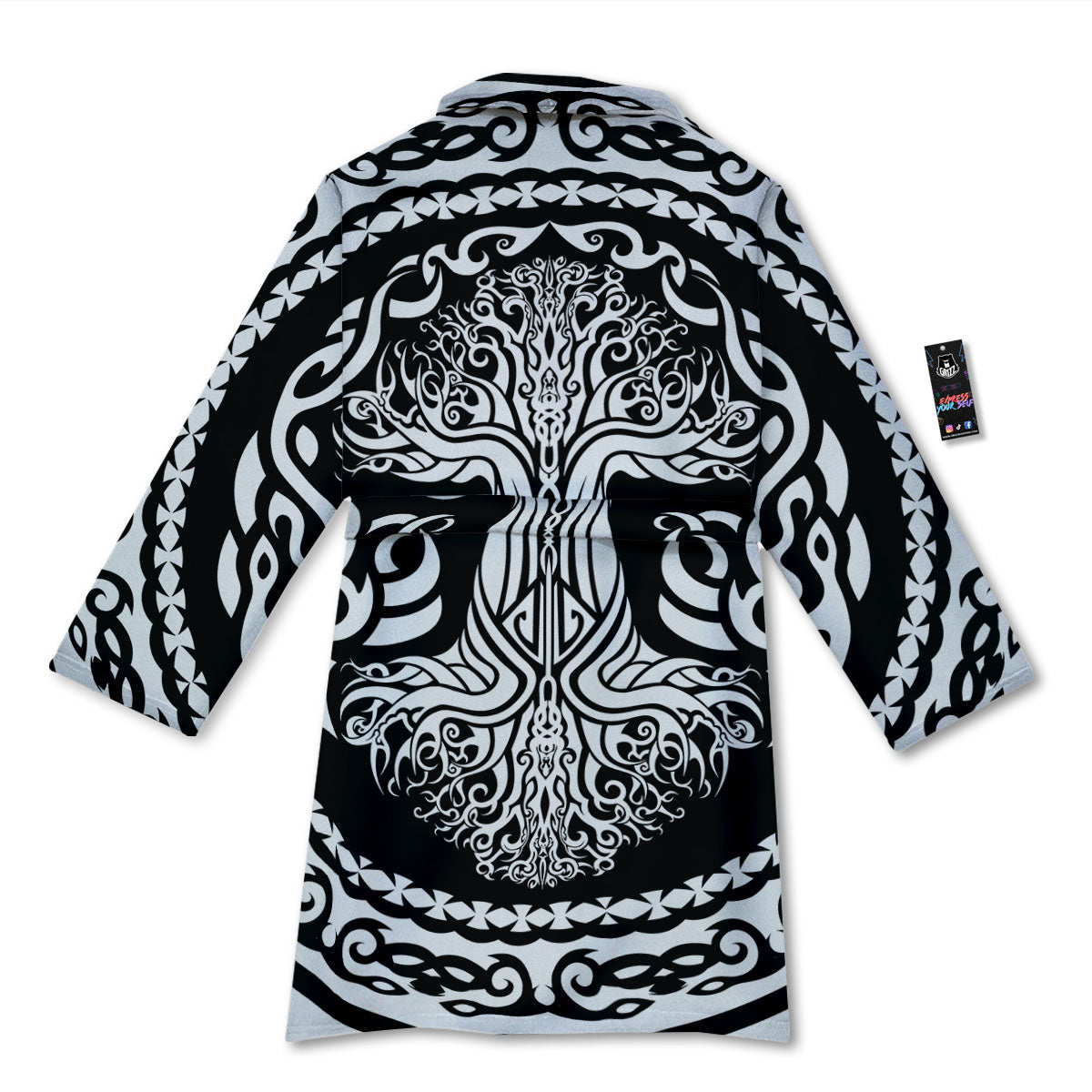 Yggdrasil Tree Ancient Print Bathrobe-grizzshop